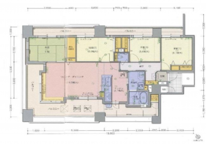 熊本市中央区新屋敷、マンションの間取り画像です