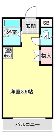 熊本市中央区黒髪、マンションの間取り画像です