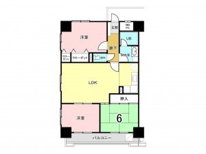 熊本市中央区迎町、マンションの間取り画像です