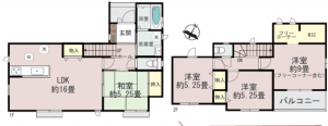熊本市東区渡鹿、新築一戸建ての間取り画像です