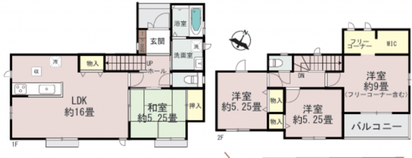 熊本市東区渡鹿、新築一戸建ての間取り画像です