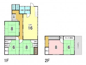 熊本市南区川尻、中古一戸建ての間取り画像です