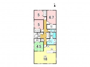 熊本市南区城南町宮地、新築一戸建ての間取り画像です