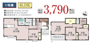 熊本市東区湖東、新築一戸建ての間取り画像です