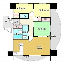 熊本市中央区水前寺、マンションの間取り画像です