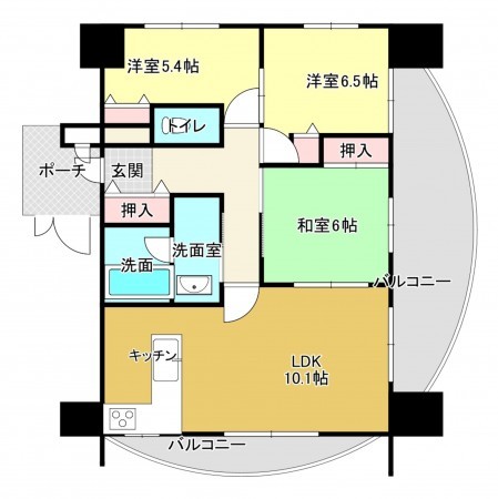 熊本市中央区水前寺、マンションの間取り画像です