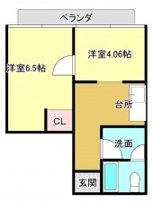 熊本市中央区練兵町、マンションの間取り画像です