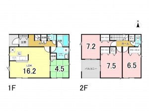 熊本市南区富合町田尻、新築一戸建ての間取り画像です