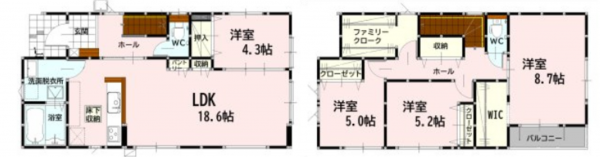 熊本市南区富合町杉島、新築一戸建ての間取り画像です