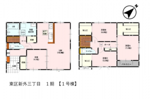 熊本市東区新外、新築一戸建ての間取り画像です