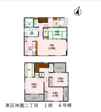熊本市東区神園、新築一戸建ての間取り画像です