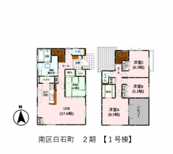 熊本市南区白石町、新築一戸建ての間取り画像です