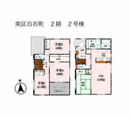 熊本市南区白石町、新築一戸建ての間取り画像です