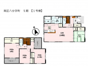 熊本市南区八分字町、新築一戸建ての間取り画像です
