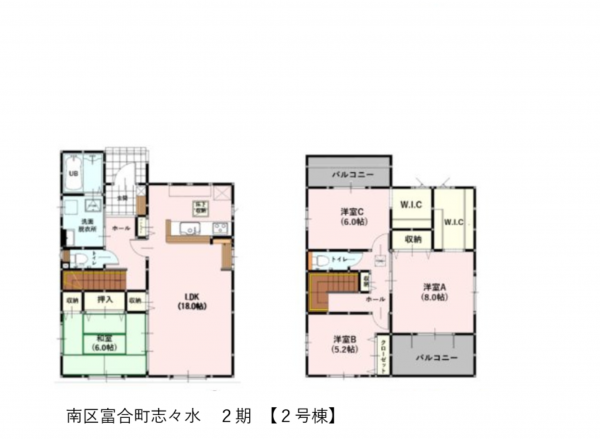 熊本市南区富合町志々水、新築一戸建ての間取り画像です