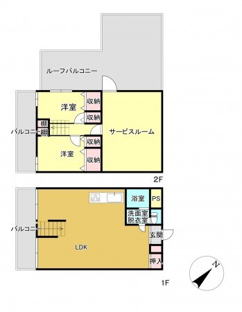 熊本市中央区新大江、マンションの間取り画像です