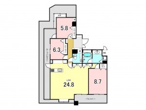 熊本市中央区国府、マンションの間取り画像です