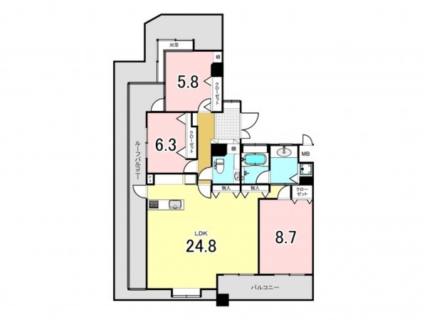 熊本市中央区国府、マンションの間取り画像です