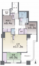 熊本市中央区新町、マンションの間取り画像です