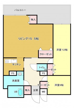 熊本市中央区新町、マンションの間取り画像です