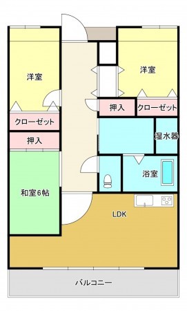 熊本市東区長嶺東、マンションの間取り画像です