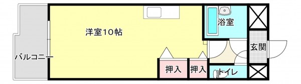熊本市中央区新屋敷、マンションの間取り画像です