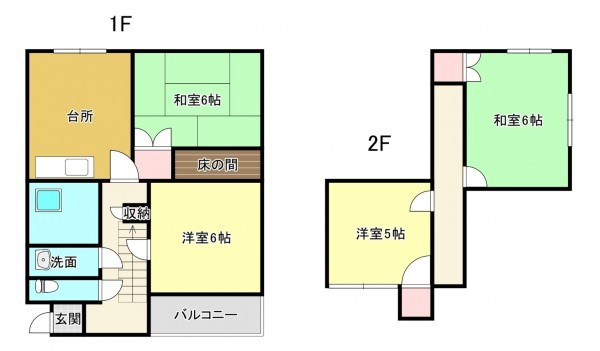 熊本市中央区出水、中古一戸建ての間取り画像です