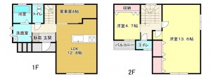 熊本市中央区渡鹿、中古一戸建ての間取り画像です