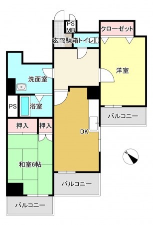 熊本市中央区上水前寺、マンションの間取り画像です