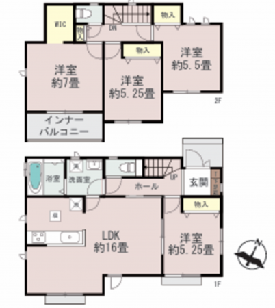 熊本市東区月出、新築一戸建ての間取り画像です