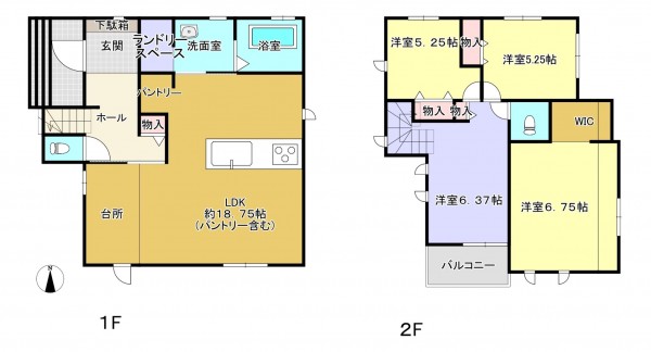 熊本市東区下江津、新築一戸建ての間取り画像です