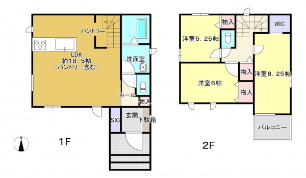熊本市東区下江津、新築一戸建ての間取り画像です