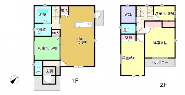 熊本市中央区帯山、中古一戸建ての間取り画像です