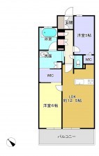 熊本市中央区帯山、マンションの間取り画像です