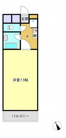 熊本市中央区本荘、マンションの間取り画像です
