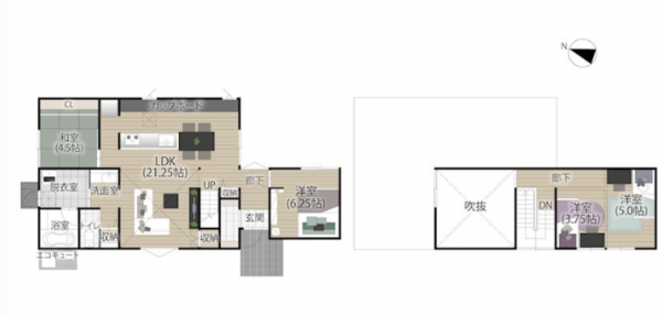 熊本市東区小山、新築一戸建ての間取り画像です