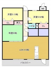 熊本市中央区本山町、マンションの間取り画像です