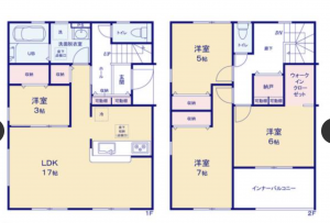 熊本市中央区帯山、新築一戸建ての間取り画像です