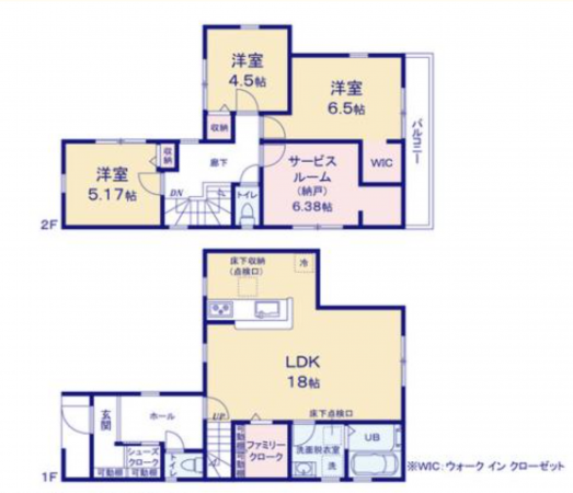 熊本市中央区本荘、新築一戸建ての間取り画像です