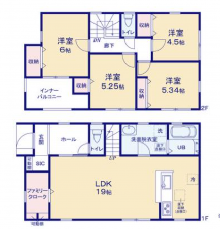 熊本市東区戸島、新築一戸建ての間取り画像です