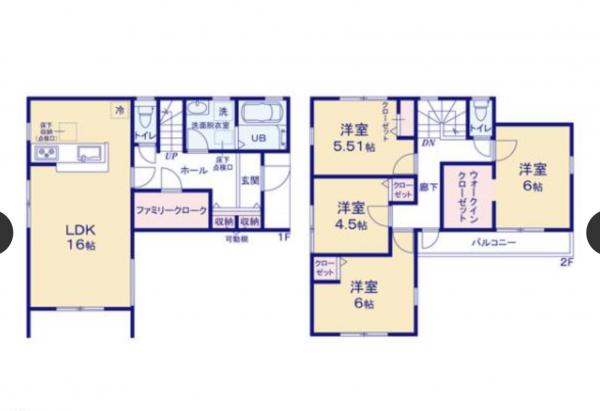 熊本市東区京塚本町、新築一戸建ての間取り画像です