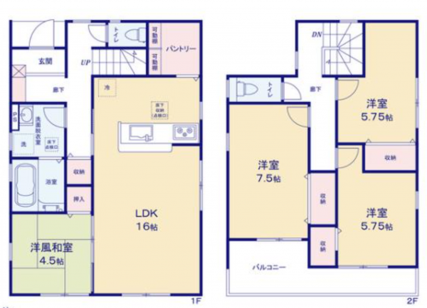 熊本市東区京塚本町、新築一戸建ての間取り画像です