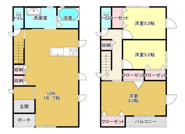 熊本市南区白藤、中古一戸建ての間取り画像です