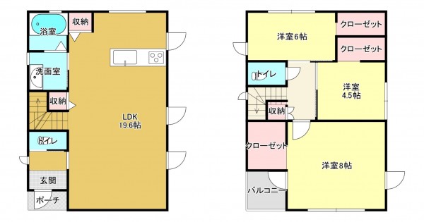 熊本市南区白藤、中古一戸建ての間取り画像です