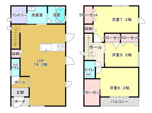 熊本市南区白藤、中古一戸建ての間取り画像です