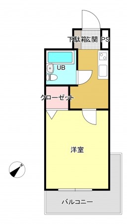 熊本市中央区本荘、マンションの間取り画像です