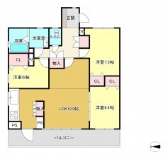 熊本市中央区船場町下、マンションの間取り画像です