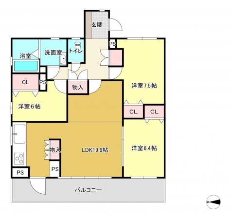 熊本市中央区船場町下、マンションの間取り画像です