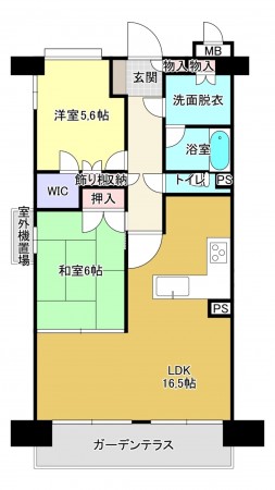 熊本市中央区新町、マンションの間取り画像です