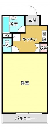 熊本市中央区黒髪、マンションの間取り画像です